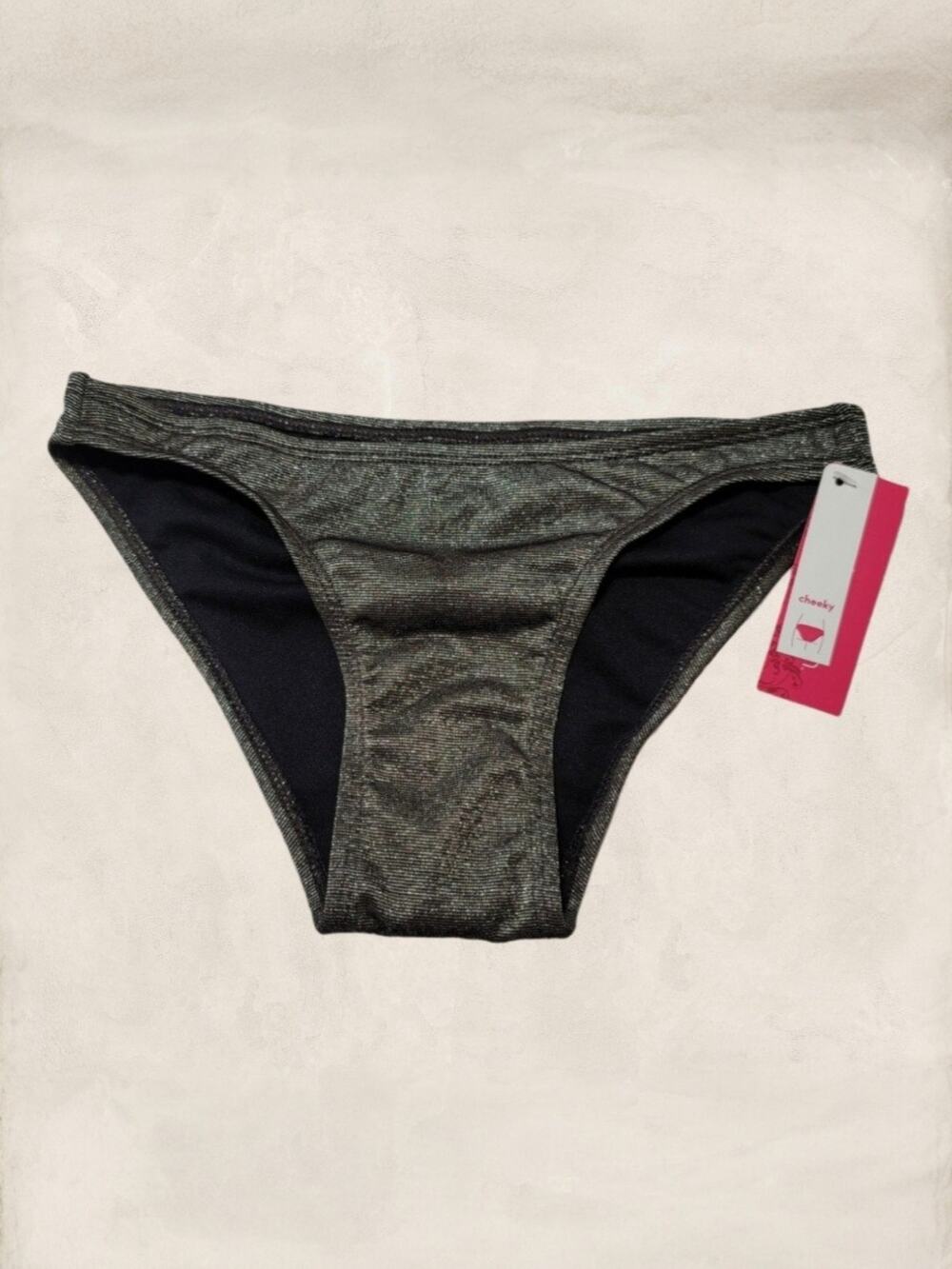 Xhilaration Black Metallic Cheeky Bikini Print Bottom Size X-Small